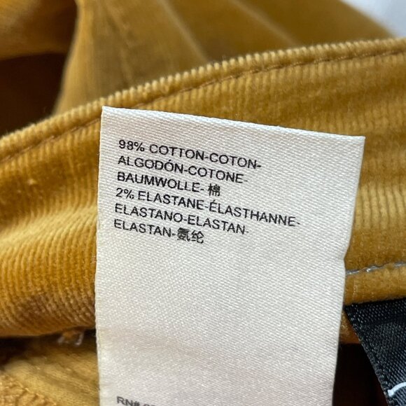 Pilcro High-Rise Skinny Pants Corduroy Mustard Yellow Size 29 Exposed Button Fly - Picture 8 of 9